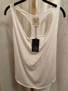 Chaser White Racerback Scoop Tank